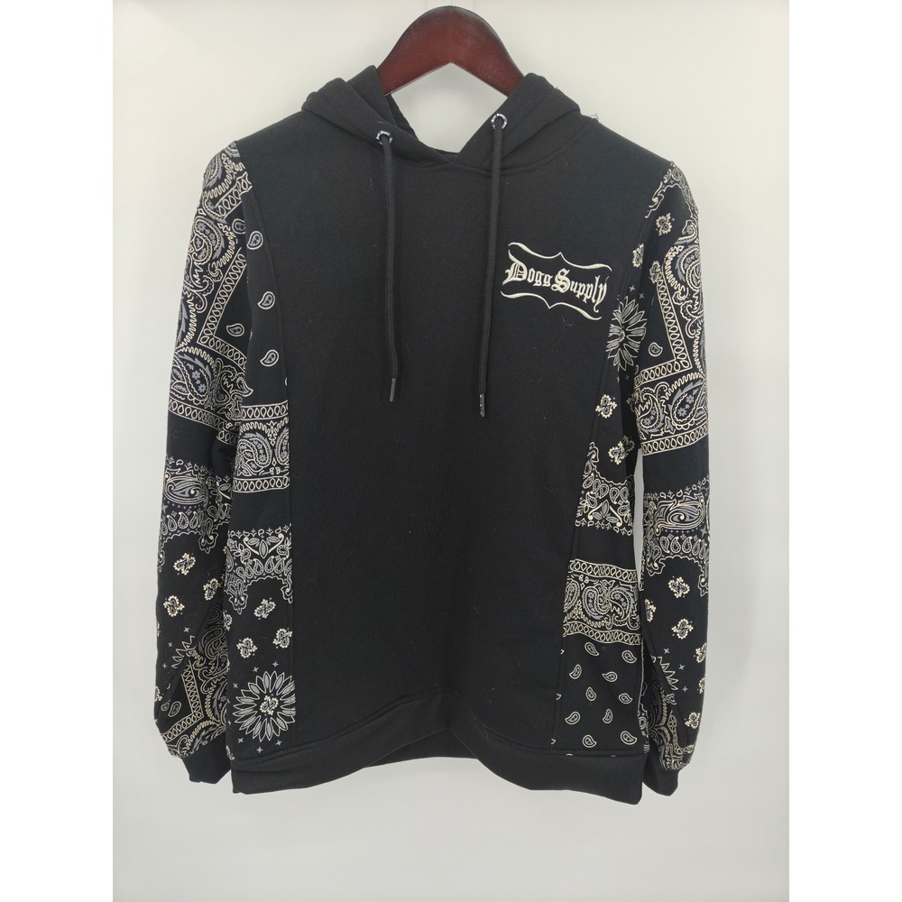 Dogg Supply by Snoop Dogg Mens Black Bandana Paisley Print Hoodie Large RN167813